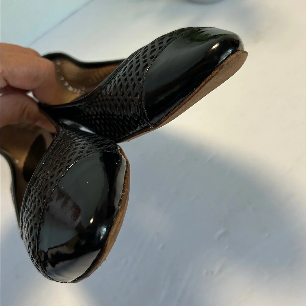Furla Black Patent Leather Mesh Flats - Picture 14 of 17